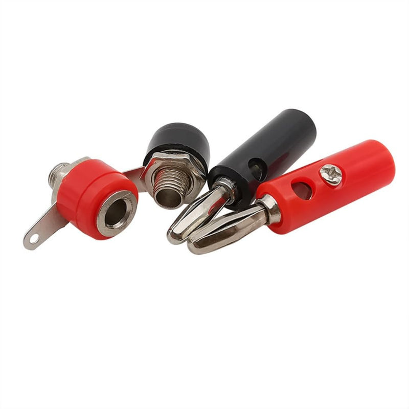 10Pair Silver 4mm Banana Plug Male and Female 4mm Banana Jack Panel Mount Banana Socket Terminal Connector Adapter Red Black (5Red5Black) 5Red5Black