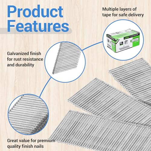 meite 16 Gauge 20 Degree Finish Nails Set 1-3/4 Inch & 2 Inch Leg Galvanized Angled Finishing Nails for Finish Nailer Cabinet Crown Baseboard