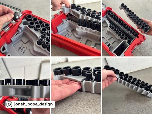 Jonah Pope Design 3d Printed Insert Designed for Milwaukee GEN2 M12 Stubby 3/8" Impact and Packout Organizer (Insert Only) (Gray, Fits Boot) Gray