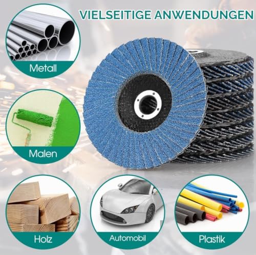 Flap Discs, Flap Discs, Sanding Discs, Sanding Mop Disc, 8 Pieces, Diameter 76 mm x 10 mm, Grain 40/60/80/120 Mixing Set, Sanding Disc, Sanding Mop Flap Disk