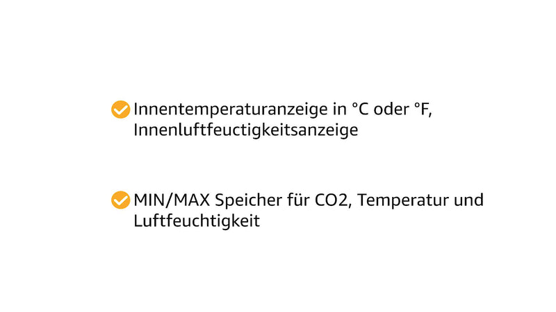 Technoline WL1025 CO₂ Meter with Display - Air Quality Monitor with CO2 Sensor (400-5000 ppm), Temperature & Humidity, 24h History, CO2 Alarm, Battery & USB, Room Air Monitor Modern, LED display Single