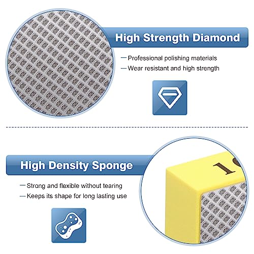 Pack of 4 Glass Grinders, Diamond Hand Sanding Pad, Tile Sanding Blocks, Polishing Pads, Diamond Sanding Pad for Stone Ceramic Tiles, Glass Grinding, Trimming, 60#, 100#, 200#, 400#