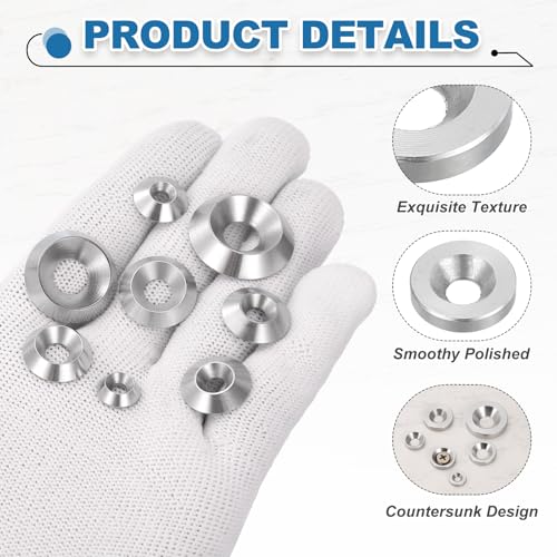 MECCANIXITY 16 Pcs M6 Finish Countersunk Washer, 4x18mm 304 Stainless Steel Counterbore Head Washers Gaskets Shim for Mechanical Accessories Parts, Silver M6x4x18mm