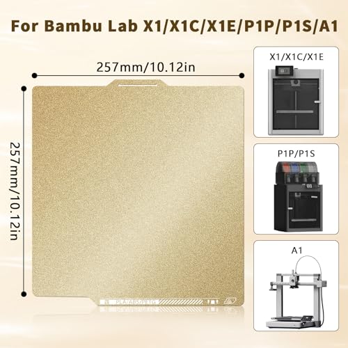 IdeaFormer-3D P1S PEI Build Plate with QR Code for Bambu Lab 257x257mm, Double Sided X1 X1C A1 PEI Sheet PLA PETG ABS Spring Steel Bed Plate for Bambu Labs P2S P1P P1S A1 X1 Carbon Double Sided PEI Plate