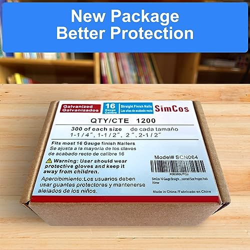 16 Gauge Finish Nails Galvanized 1" to 2-1/2",1200-Pack Galvanized steel