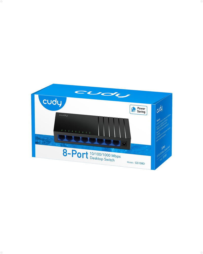Cudy GS108D 8 Port Gigabit Ethernet Network Switch,Ethernet Splitter - Desktop, Fanless, Traffic Optimization, Plug and Play