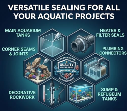 Aquarium Safe Silicone Sealant Clear, High Elasticity Fish Safe Adhesive 2PCs x 9.5floz Solvent Free, Non-Toxic Pond Sealant, Underwater Marine Sealant, Fish Tank Silicone, Sanitary Silicone CLEAR - 2PCs