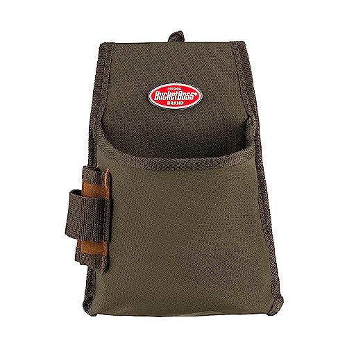 Bucket Boss Utility Pouch with FlapFit 54170 and Fastener Tool Pouch 54160 in Brown and Green