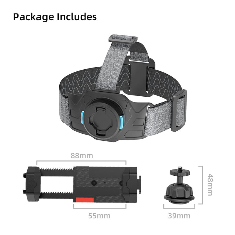 Head-Mounted Mobile Phone Holder,First-Person View Video Outdoor Live Shooting Bracket with Phone Clip(4"-7") for iPhone，Samsung,Huawei, All Smartphones Head Mount Strap