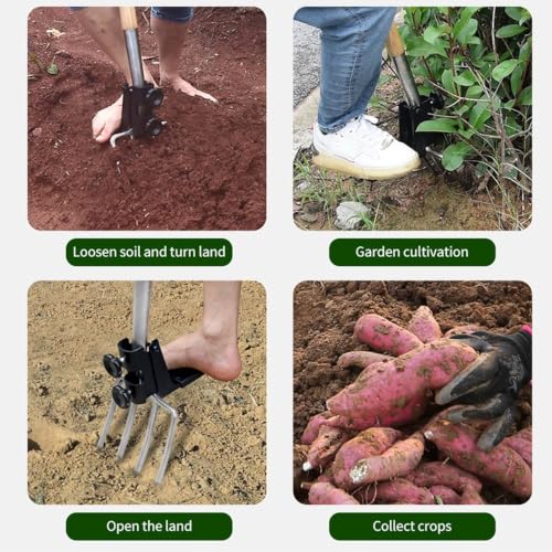 Spade and Fork Digging Assistor, Carbon Steel Soil Loosening Pedal Attachment, 1.77 in Clamp for Garden Fork or Shovel