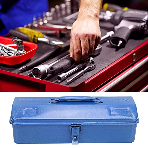 Thickened Metal Tool Box, Portable Empty Toolbox with Handle, Self Locking Buckle, Multifunction Heavy Duty Trunk Tool Storage Organizer for Home, Garage, Workshop (37 * 16 * 11 (350)) common