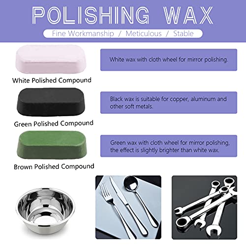 Swpeet 8" Buffing & Polishing Wheels Kit - 6PCs Including 3PCs Compounds, Cotton & Flannel Pads for Bench Grinder NO.11 Buffing Polishing Wheels