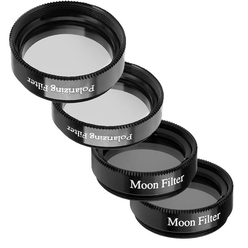 1.25" Telescope Eyepiece Filter Set - Enhanced Stargazing Experience with Polarizing and Moon Filters - Aluminum Frames - 4 Filter Set