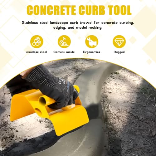 Concrete Curb Trowel, Curb Tool for Concrete Edging, Concrete Curb Machine, Landscape Curb Trowel with Putty Knife