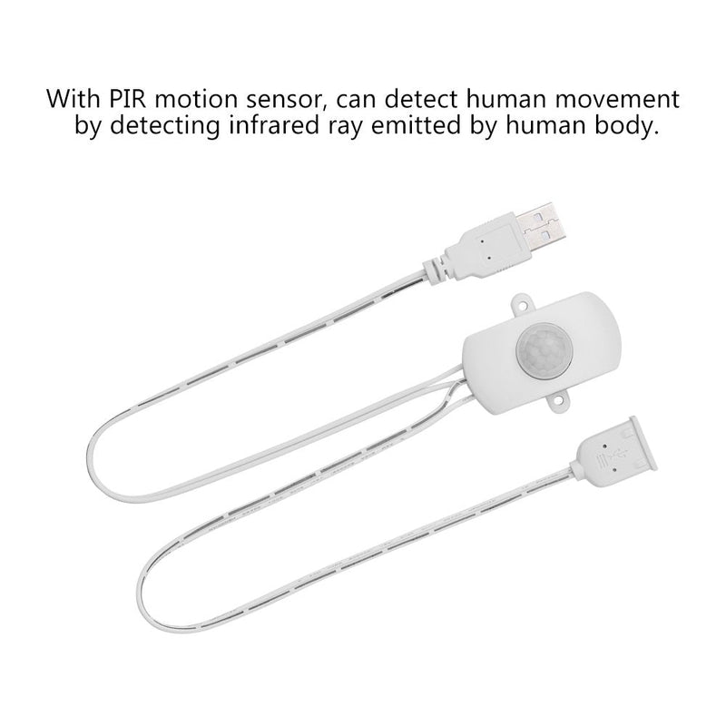 DC 5V-24, 2A Motion Activated Sensor Switch, PIR Motion Sensor Switch, DIY LED Lighting with USB Interface, Intelligent Detection (White) White