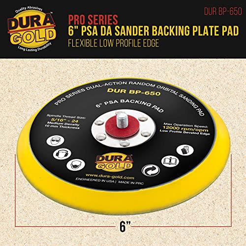 Dura-Gold 5" Gold Sanding Discs - 1000 Grit & 6" PSA DA Sander Backing Plate Pad