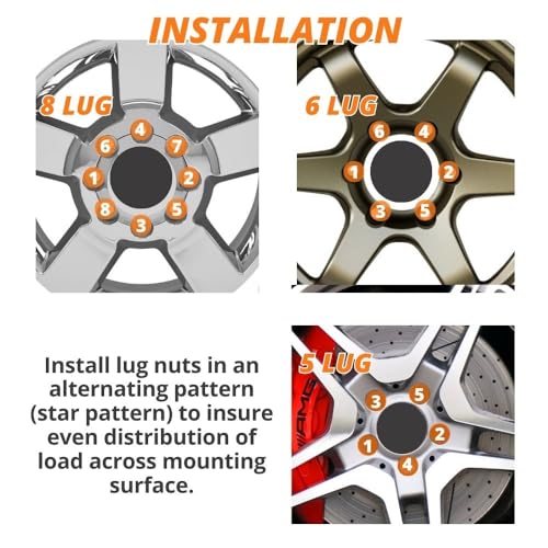 1/2" Bulge Acorn Spline Lug Nuts 1.38" 5 Lug Install Kit in Sleek Black Finish | Includes 20 Spline Lug Nuts with Key | 6 Spline Lug Nuts | Compatiable with Many Vehicles