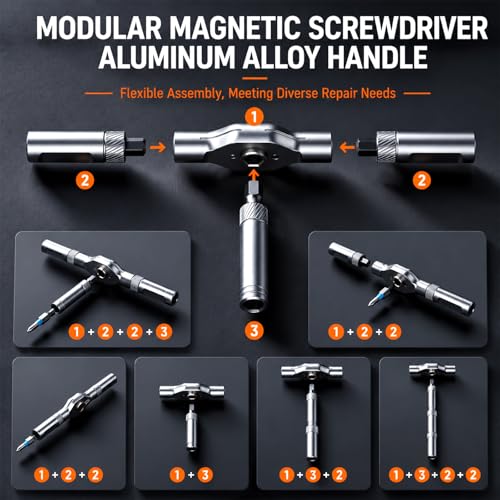 42 in 1 Magnetic Screwdriver Set, Ratcheting Screwdriver Set with T Handle and S2 Steel Bits, Repair Tool Kit for Computer, Eyeglass, Bicycle, Watch, Furniture and Daily DIY 42-in-1 Ratchet Screwdriver Set