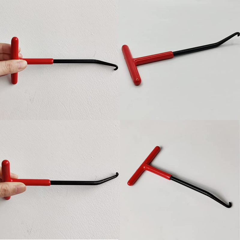 Motorcycle Exhaust Spring Hook, T Shaped Handle Exhaust Pipe Spring Puller Installer Hooks Tool with Rubber Coating for Motorcycle Vehicle Springs Removal, Installation, Adjustment (2pcs) 2 Pcs -Red