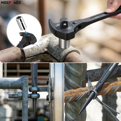 MAXPOWER 1/2" and 3/4" Drive Scaffold Ratchet Wrench, Multi-function 4-in-1 1/2"x3/4"