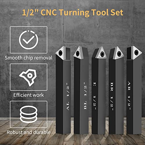 1/2" Indexable Carbide Turning Inserts Holder Set for Machining Lathes 1/2"