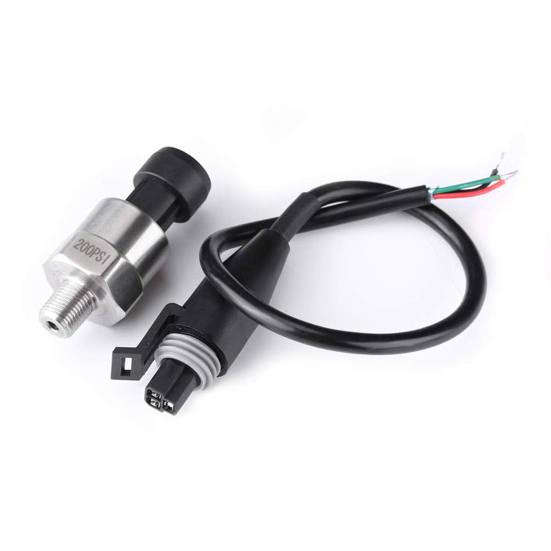 Pressure Sensor, DC 5V 1/8" NPT Thread Stainless Steel Water Oil Gas Pressure Sensor Pressure Transducer Transmitter, Suitable for Oil, Fuel, Gas, Water, Air Pressure (200PSI)