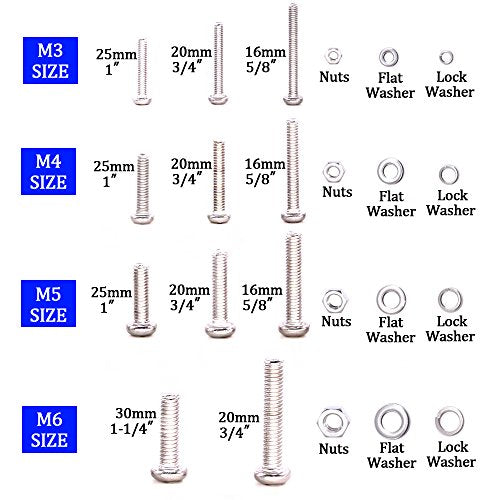 Glarks 510Pcs Flat Hex Stainless Steel Screws Bolts Nuts Lock and Flat Washers Assortment Kit + 665Pcs Stainless Steel Phillips Pan Head Screws Bolts Nuts and Flat Spring Washers Assortment Kit