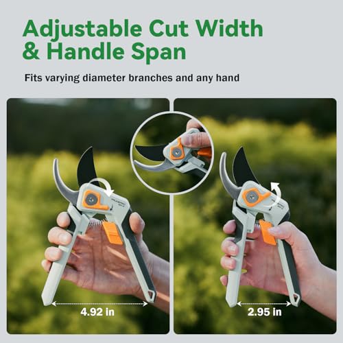 PrunePro Pruning Shears & Loppers for Branch Cutting Professional Bypass Hand Pruner Limb Cutter Sharp Stainless Steel Blade with Non-Stick Teflon Coating