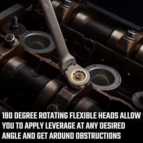 DURATECH Extra Long Anti-Slip Flex-Head Ratcheting Wrench Set, 5-Piece, SAE