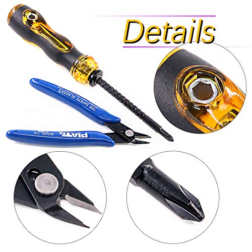 Swpeet 14Pcs Professional Coaxial Cable Tool Kit, Ratcheting Wire Terminal Coaxial Cable Tool Kit with 1Pcs Cable Stripper and 10pcs 50 Ohm Crimp Male/Straight Connectors for Coax Connectors