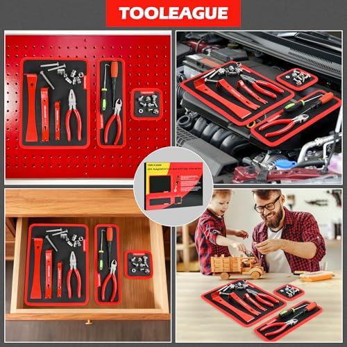 TOOLEAGUE 3Pcs Magnetic Tool Mat with 25Lb Telescoping Magnetic Pickup Pen 3Pcs Magnetic Mats with Pickup Tool