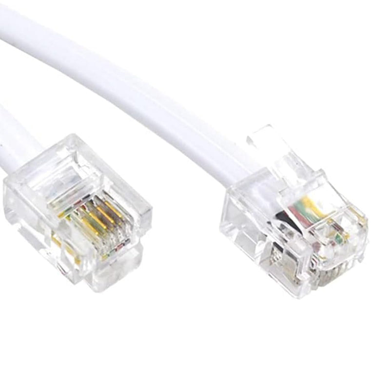 NEORTX 5ft White RJ11 Male to Male Telephone Cable for Landline, Fax, Modem & Answering Machine