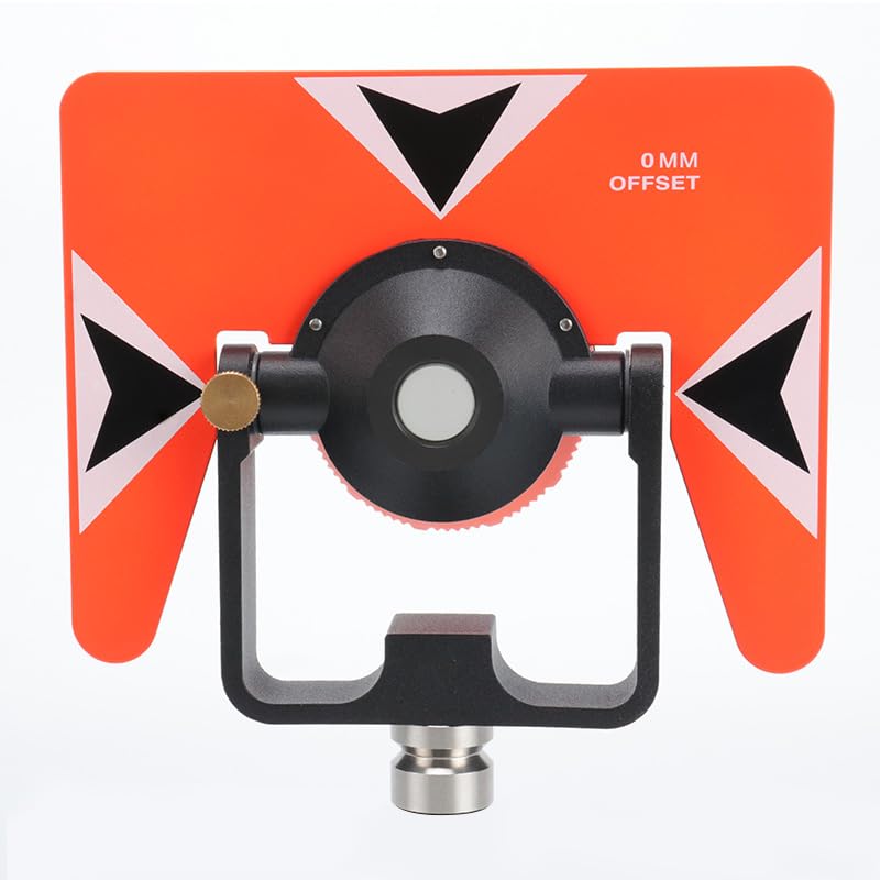 All-Metal Single Tilt Prism 64mm Copper-Coated Surveying Prism, High Precision 5/8" Thread, 0/-30mm Offset Total Stations Prism with Case Soft Bag for Land, Tunnels, Mines, and Roadwork Surveying