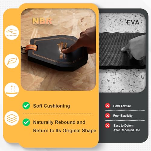 MELOTOUGH Pocket Tool Pouch Tool Belt Pouches with Belt Clip, Mini Kneeling Pads with Badge Reel for Work, 1" Thick Soft NBR Foam Kneeling Pad for Mechanics, Construction, Electricians, Plumbers