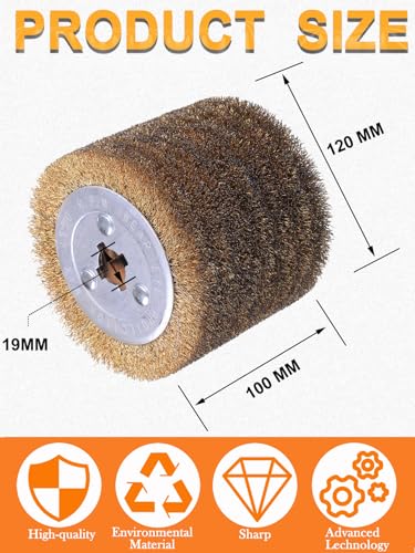 4.7" x 4" Copper Plated Steel Wire Brush Drum Surface Conditioning Tool Alloy Steel