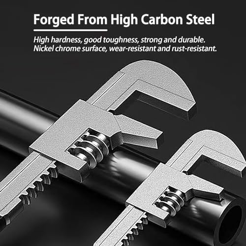 Non-slip Design Adjustable Wrench 15 inch, Wide Jaw Opening 3.35" Automotive Wrench with Black Silicone Non-slip Grip – Ideal for Automobiles, Machine Maintenance, Home Repairs, and Construction