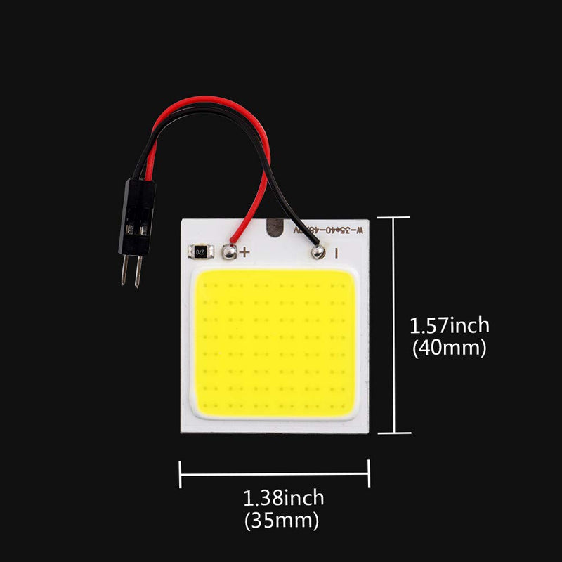 GrandviewTM COB 10-Pack 48-SMD DC12V LED Panel Dome Lamp Auto Car Interior Reading Plate Light Roof Ceiling Interior Wired Lamp With 10x BA9S T10 Festoon Adapters 10-Pack-COB 48SMD