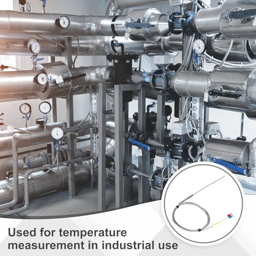 sourcing map K Type Thermocouple Temperature Sensor Probe 2x300mm 6.6ft Wire 0 to 1100°C(32 to 2012°F) Stainless Steel 2x300mm,6.6ft