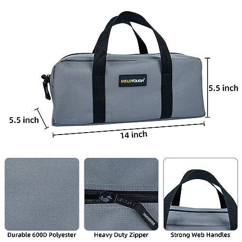MELOTOUGH Utility Tool Tote bag Combo Kit-Includes 2 Medium Tool Organizer Bags for Electrician, Plumbing, Gardening, HVAC & More (Black&Grey&Blue)