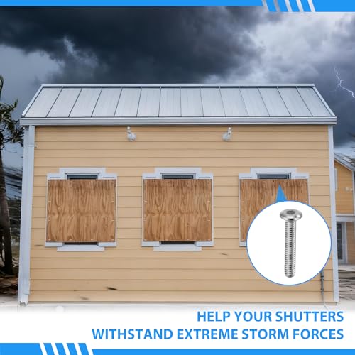 Hurricane Shutter Screws 1/4-20 x 1-1/2'', 304 Stainless Steel Sidewalk Bolts, Rust-Resistant and Weatherproof Fasteners Hardware, Hex Socket Head Furniture Bolts with Drill Bit (100-Pack) 1/4X1-1/2'' 100
