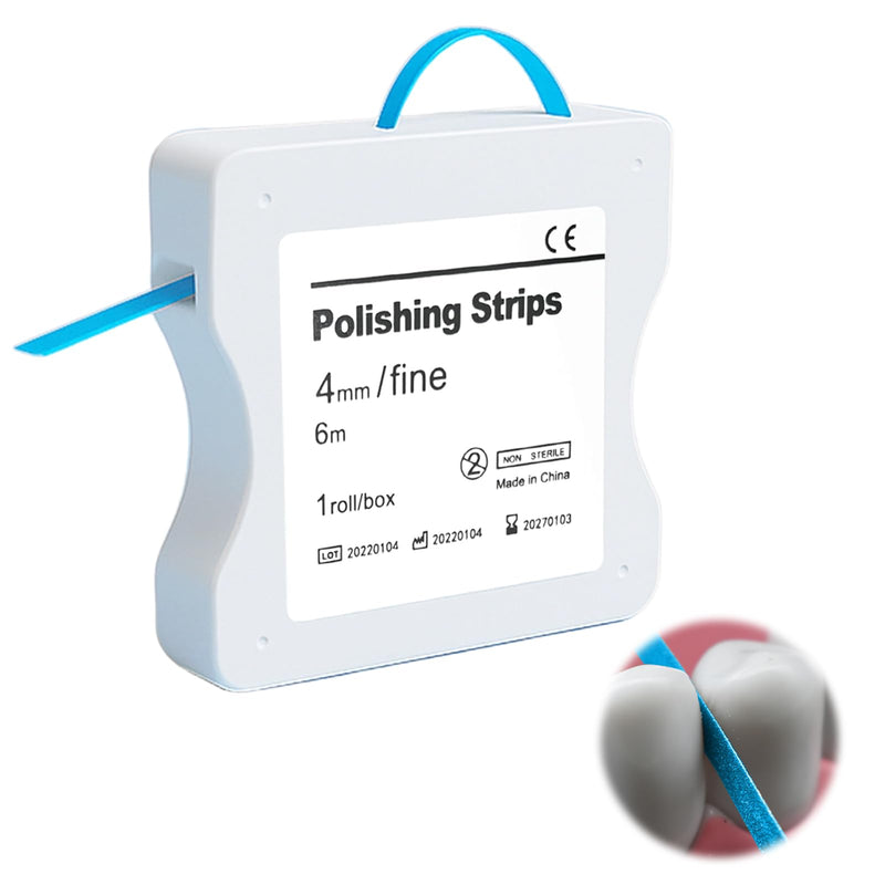 Tooth Sandpaper Dental Polishing Strips Size Rough - 60μm Size of Grains - 4 mm Width - 6 m / Rolls/Box, Resin Tooth Polishing Interdental Sanding Tool (Blue)