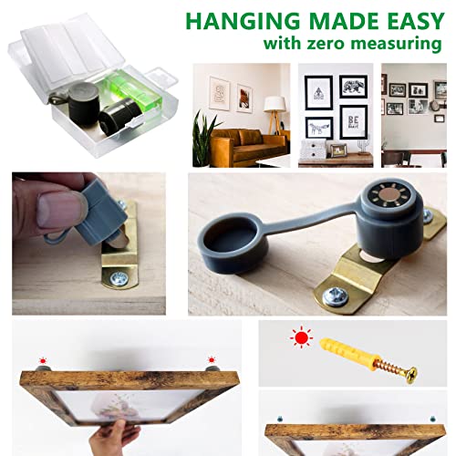Frame Hanging Hanging Kit- Self Drilling Drywall Anchors with Screw, Keyhole Slot Marking Tool, Bubble Level, 50-75LB Hanging and Mounting