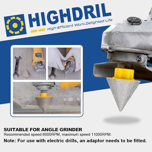 HIGHDRIL Diamond Beveling Chamfer Bits 2" x 5/8"-11 Thread for Existing Hole Trimming Finishing Cleaning Enlarging Marble Porcelain Tiles Granite