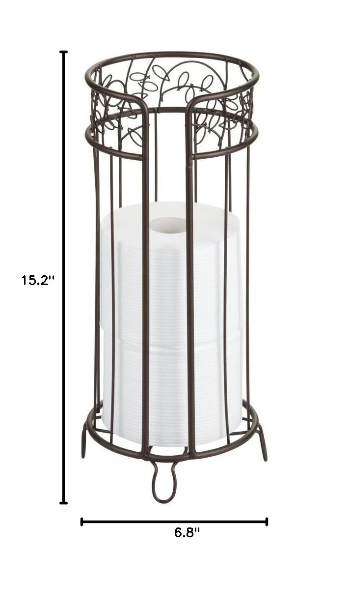 iDesign Metal Toilet Tissue Holder Stand, The Twigz Collection – Holds 3 Rolls of Toilet Paper, 6.8” x 15.2”, Bronze