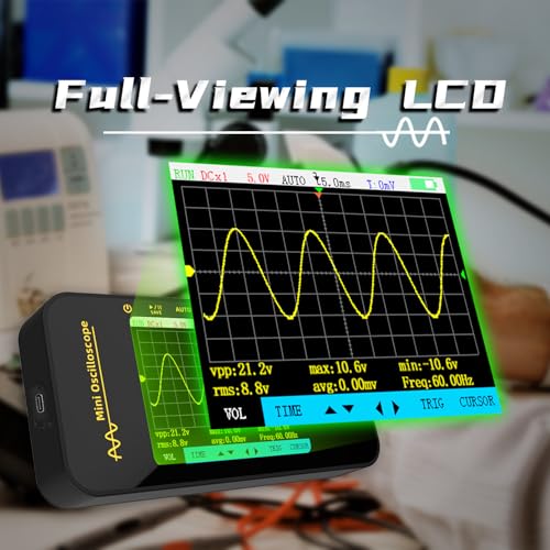BSIDE Handheld Digital Oscilloscope, 50MHz Bandwidth with 3.2” Color LCD, 200MSa/s Sampling Rate, Potable Automotive Scope Tester with Auto/Nomal/Single Trigger for Electronic Audio Amplifier Hobbyist