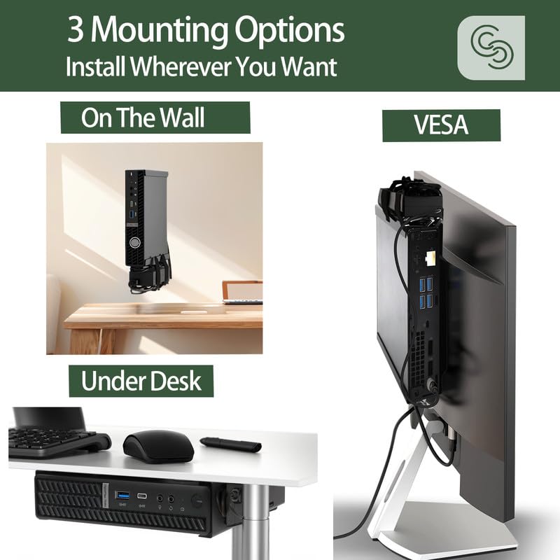 Mini PC Mount Compatible with Lenovo ThinkCentre Tiny, Wall VESA and Under Desk Mount for Lenovo ThinkCentre Tiny Desktops M600 M700 M710Q M715q M720Q M800z M900 M910Q Mini Desktop Bracket