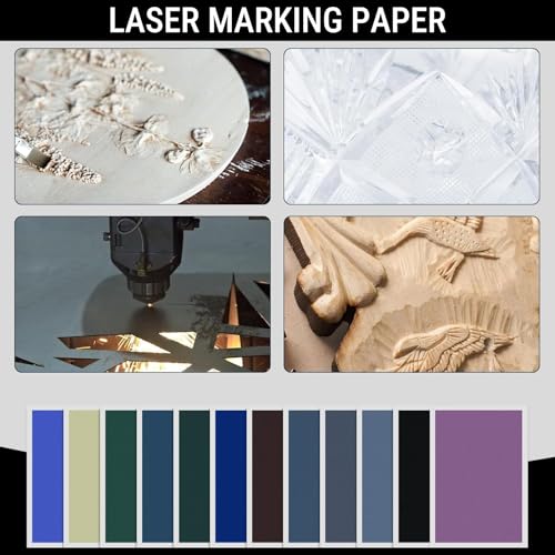 ATOMSTACK Laser Engraving and Marking Paper, 12 Pieces Marking Paper Laser Engraving Paper for Fibreglass Marking and Engraving, Laser Engraving on Metal, Ceramic, 27 x 39 cm