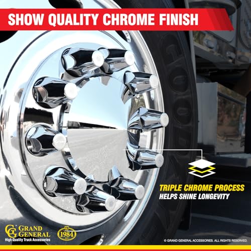 GG Grand General 40130 1-1/2" x 3 Chrome Plated ABS Front Axle Kit w/Push-in 1.5 inches Nut Cover Push In
