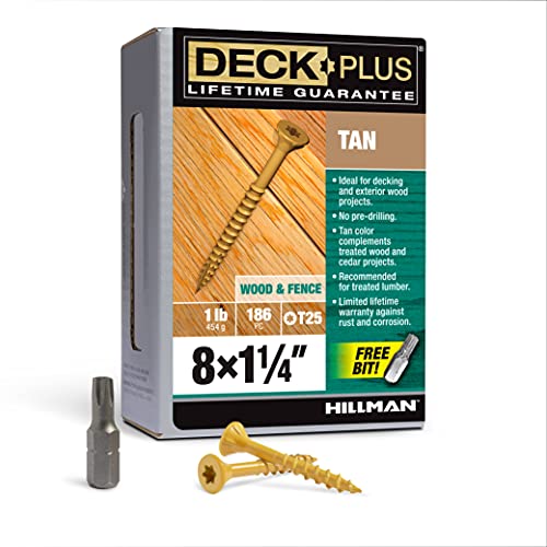 Deck Plus 48419 Wood Screws #10 x 3, Tan, 5lb Box & 48410 Wood Screws #8 x 1-1/4", Tan, 1lb Box