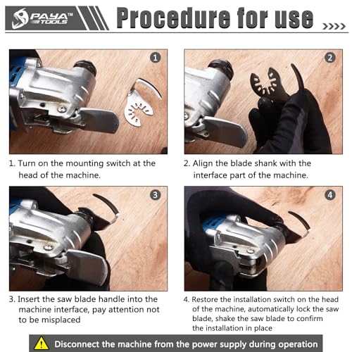 PAYA Universal Special-Shaped Stainless Steel Oscillating Scraper Blades, Multi-Purpose for Silicone Caulk, Grout Cleaning & Vehicle Windshield Disassembly PY178, 5PCS working depth of 39mm